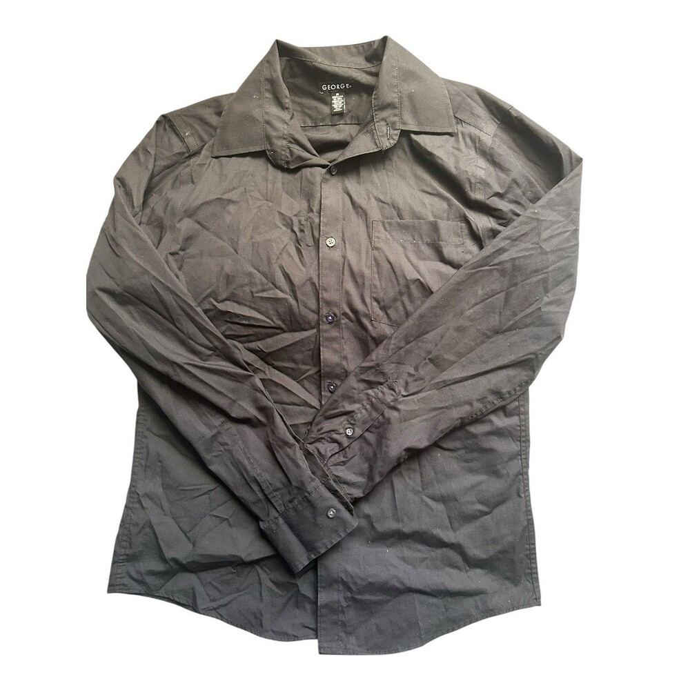 George Men’s Black Dress Shirt Size Medium - Formal Casual Button-Up
